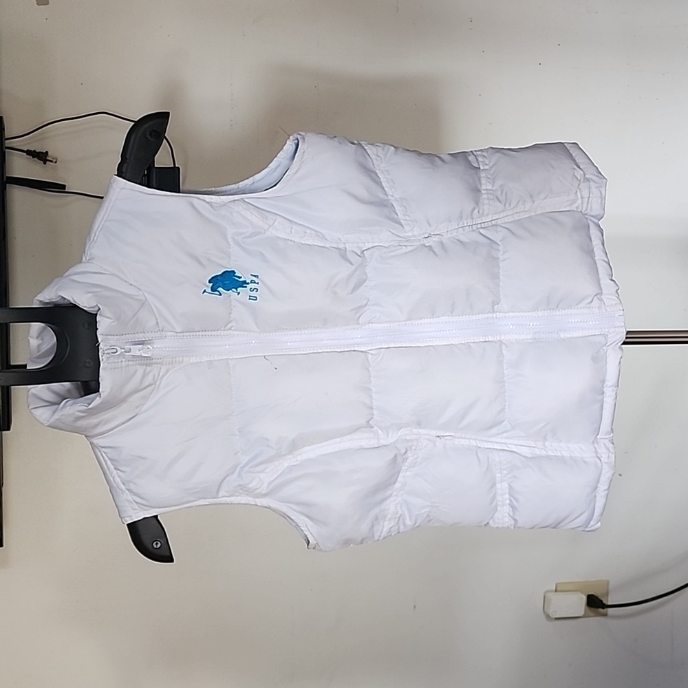 Women's Fitted U.S. Polo Assn Vintage Puffer Vest, Color White,  Size L